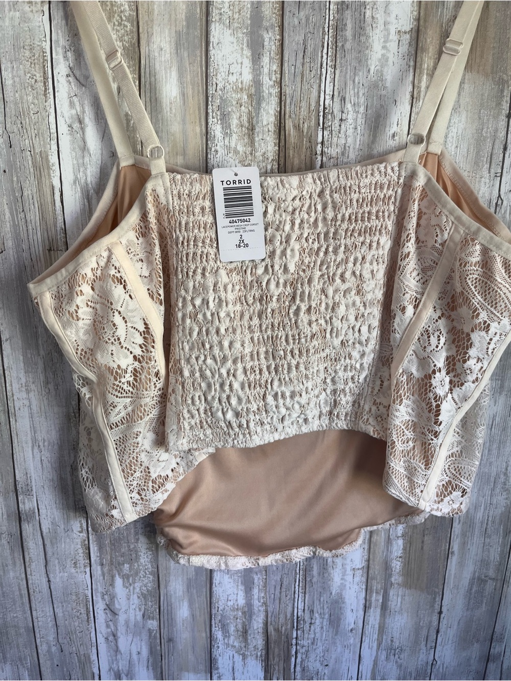 NWT Torrid Lace Power Mesh Corset Crop Top Pristine Cream Size 2 18/20 - Picture 6 of 7